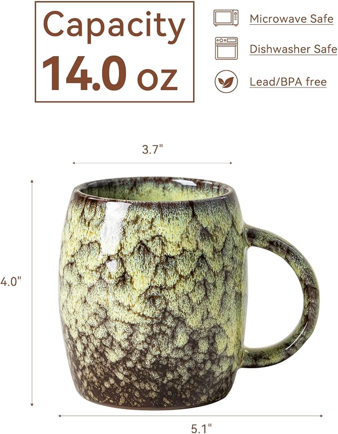 Amber Nebula Ceramic Coffee Mug - 14 oz Unique Reactive Glaze Coffee Cup - Image 8