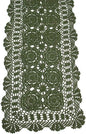 Cotton Handmade Crochet Lace Table Runner Olive Green Rectangle Coffee Table by KEPSWET