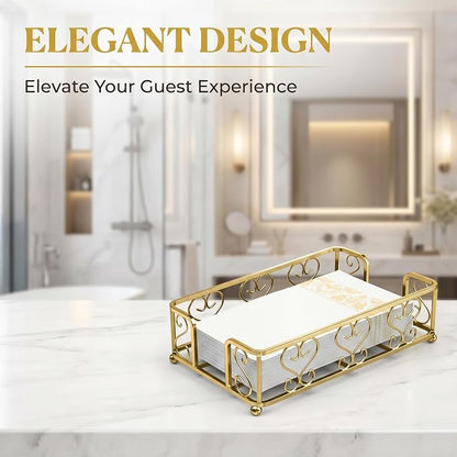 Guest Towel Holder Tray for Bathroom Countertop, Powder Room & Vanity Use - Image 3