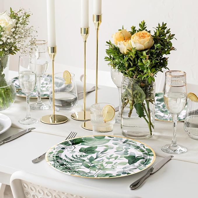 WRAPAHOLIC 25Pcs Eucalyptus Paper Plates - Image 4