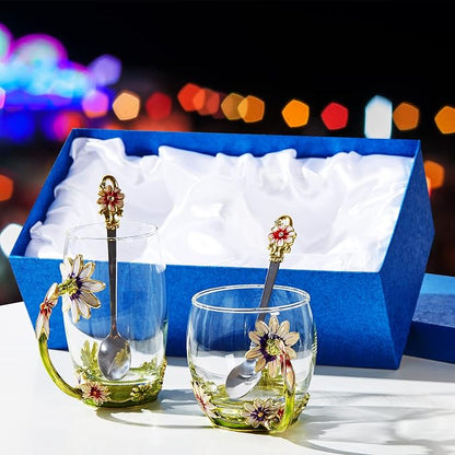 Glass Fancy Tea Cup Set Birthday Christmas Valentine's Day Gift Idea - Image 2