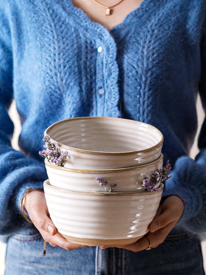LE TAUCI Large Soup Bowl 42 oz, Ceramic Kitchen Bowl Set - Image 3