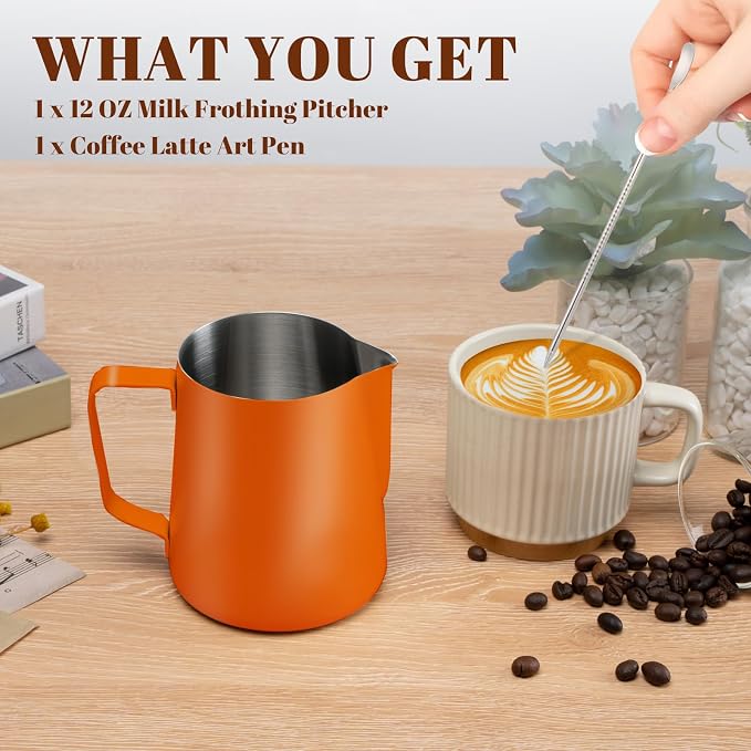 Amrules Milk Frothing Pitcher, 12 oz Milk Frother Cup - Image 3