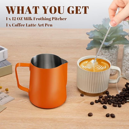 Amrules Milk Frothing Pitcher, 12 oz Milk Frother Cup - Image 3
