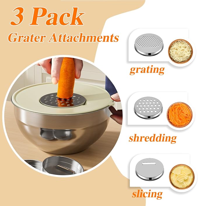 Mixing Bowls with Lids Set, Kitchen Food Storage Organizers Nesting Mixing Bowl - Image 3