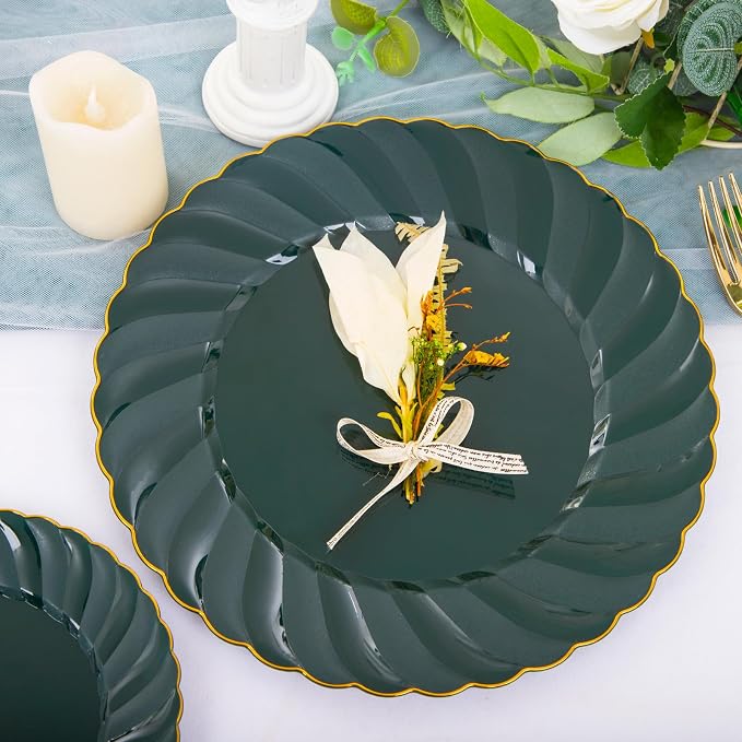 YOUBET 150PCS Emerald Green Plastic Plates - Image 3