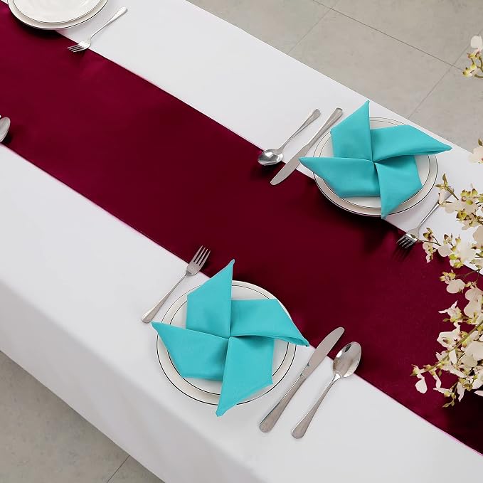 Horbaunal 24 Pack Burgundy Satin Table Runner 12 x 108 Inch | Smooth Table - Image 4