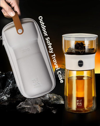 ZENS Modern Glass Infuser Pot, One Touch Tea Maker - Image 8