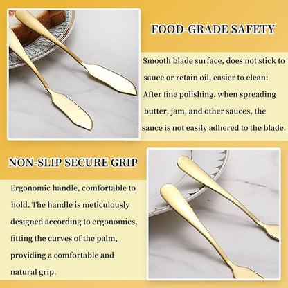 Berglander Stainless Steel Butter Knives Set of 4Pcs, Titanium Gold Plating - Image 6