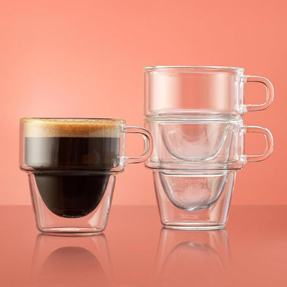 JoyJolt Stoiva Double Wall Insulated Espresso Glass Cups – 5 oz. Shot Cup - Image 6