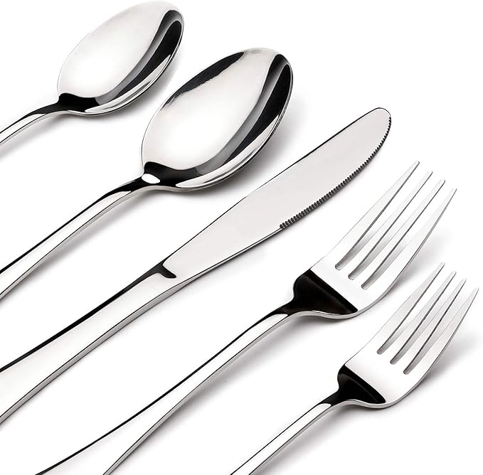 Silverware Set for 8 with Serving Utensils, Stainless Steel Flatware Cutlery | by ACNUSIK