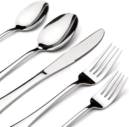 Silverware Set for 8 with Serving Utensils, Stainless Steel Flatware Cutlery | by ACNUSIK