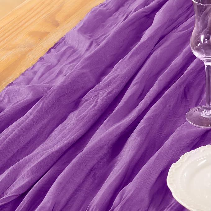DeZerlor Dark Purple Cheesecloth Table Runners 2 Pack Fall Runners | 120Inch - Image 5