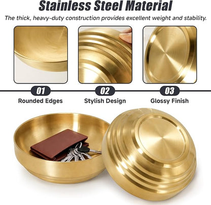 7.4" Gold Decorative Bowl Key Bowl Stainless Steel Fruit Bowl Modern Stylish - Image 4