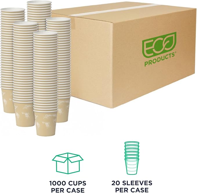ECO PRODUCTS Compostable Disposable World Art 4oz Espresso Coffee Cups - Image 2