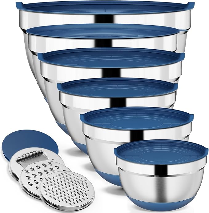 9 Pack Mixing Bowls with Airtight Lids Set, Stainless Steel Mixing Bowls with by Hybemmy