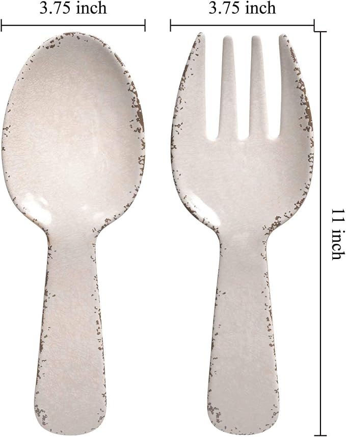 Crackle Melamine Salad Servers, Serving Utensil Set, Includes Serving Fork and - Image 2