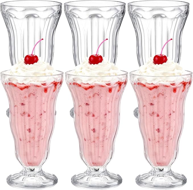 6 Pack Acrylic Milkshake Glasses, 15 OZ Plastic Old Fashioned Soda Glass by Mezchi