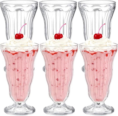 6 Pack Acrylic Milkshake Glasses, 15 OZ Plastic Old Fashioned Soda Glass by Mezchi