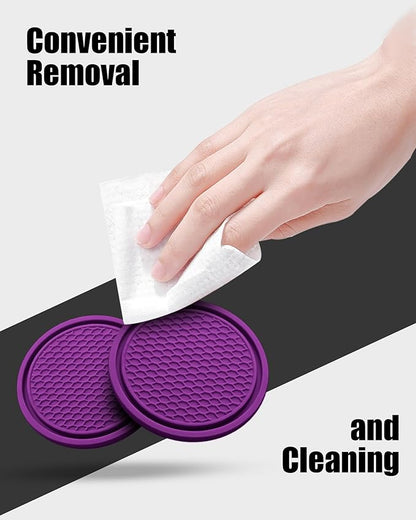 4 Pack Car Cup Coasters, Universal Non-Slip Silicone Cup Holder Inserts, Car Interior Accessories, Purple