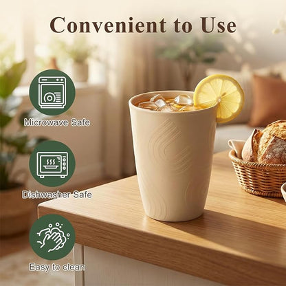 12oz Wheat Straw Cups Set of 6, Alternatives to Plastic Cups Reusable, - Image 4