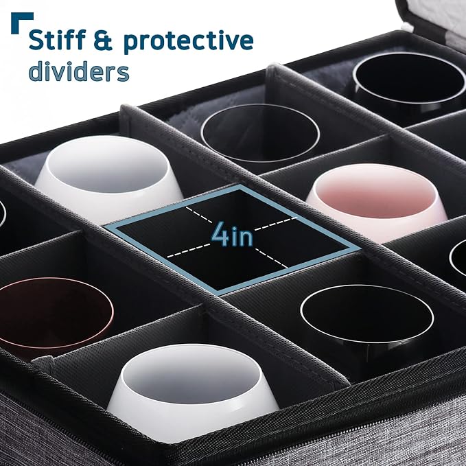 Wine Glass Storage Box with Dividers, 2 Pack Stackable Stemware Storage Cases - Image 3