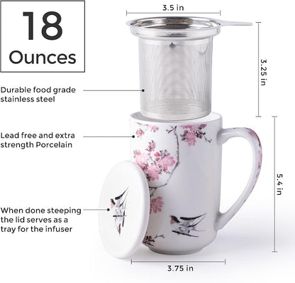 AmorArc Tea Cup With Infuser and Lid, 18oz Loose Leaf Tea Mug With Steeper | - Image 3