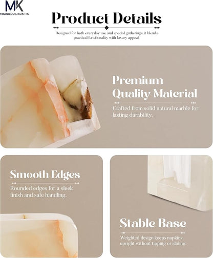 Marble Mini Napkin Holder 3" x 4" Inch White Onyx Serviette Holder - Image 5