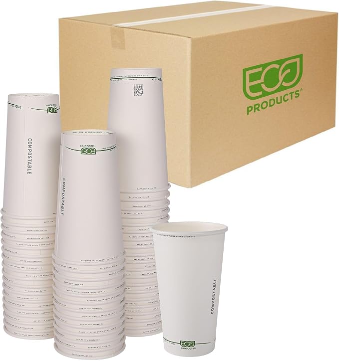 ECO PRODUCTS GreenStripe Disposable Paper Hot Cups, 20 oz, Paper To-Go Cups by Eco-Products