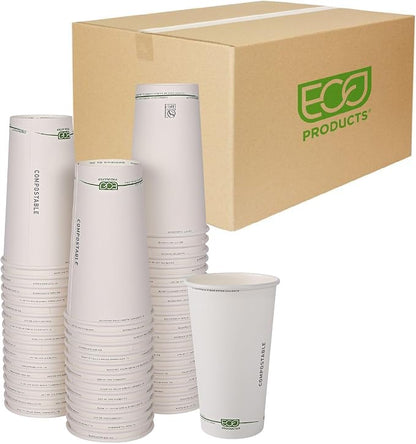 ECO PRODUCTS GreenStripe Disposable Paper Hot Cups, 20 oz, Paper To-Go Cups by Eco-Products