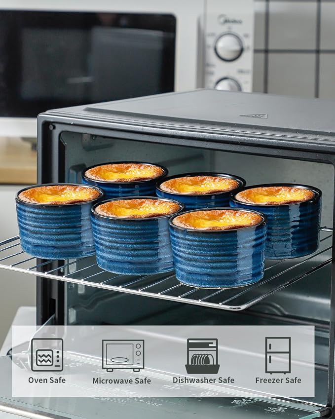 Ramekins 8 oz Oven Safe, Porcelain Creme Custard Cups - Image 4