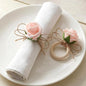 Flower Napkin Rings Set of 12 Wooden Pink Rose Handmade Napkin Holders by Gandeer