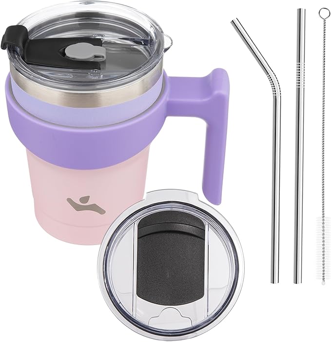 Konokyo 10 oz Tumbler with Handle and Straw, Insulated Travel Mug | Pastel by Konokyo