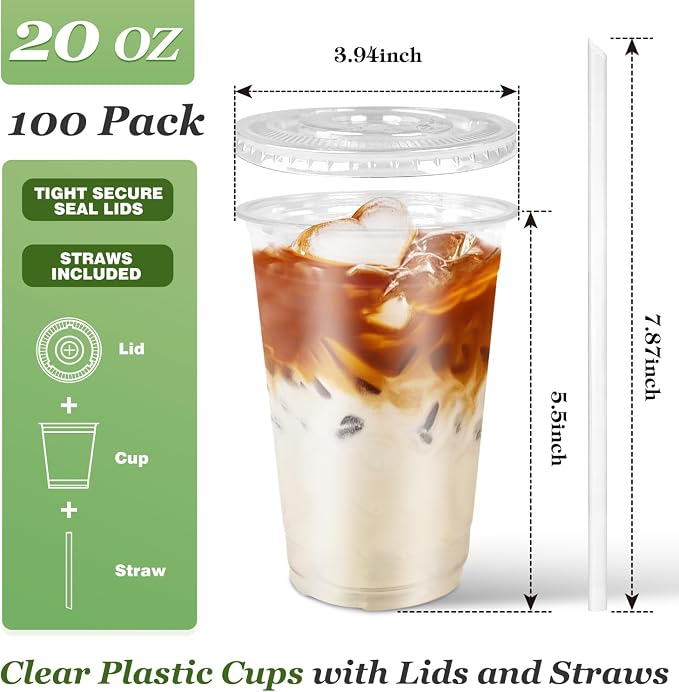 Charmount 100 Sets- 20 oz Clear Plastic Cups - Image 2