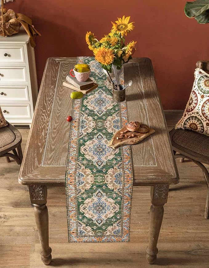 Boho Table Runners 108 Inches Long, Vintage Western Kitchen Dining Tables - Image 4
