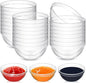 30 Pcs 3" 2.6 oz Small Clear Plastic Bowls Mini Meal Prep Bowl Round Stackable Ingredient Containers for Dipping Sauce, Spice, Nuts, Snack, Ice Cream, Candy Dishes, Dessert