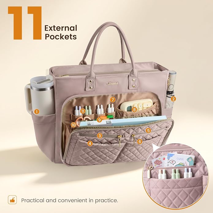 LOVEVOOK Tote Bag for Women, Teacher Nurse Work Laptop Bag, Quilted Bible - Image 4
