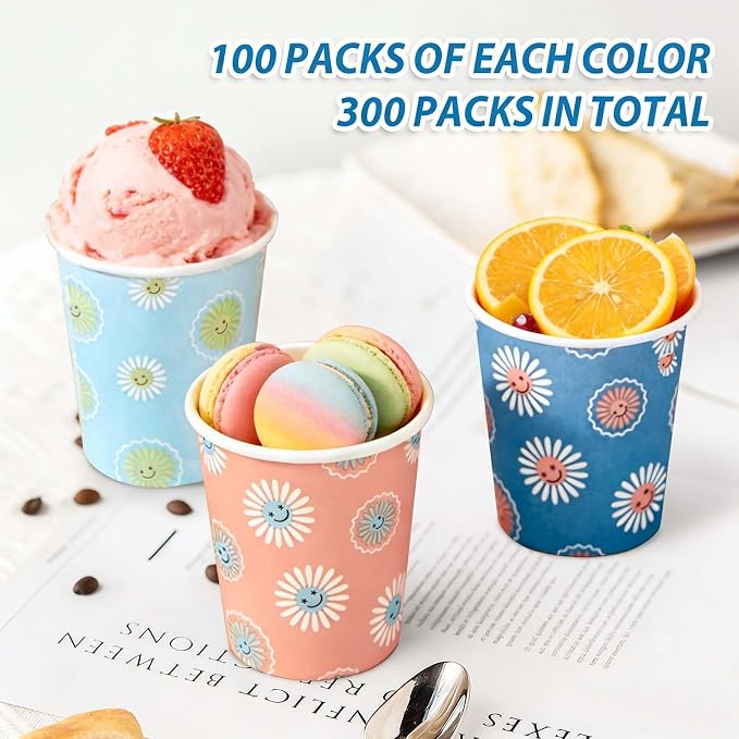 SIUQ 300 Pack 5 oz Paper Cups, Disposable Small Bathroom Mouthwash Cups | Daisy - Image 5