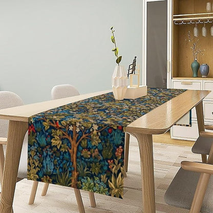 William Morris Floral Table Runner, Vintage Tree of Life Flowers Table Runner - Image 2