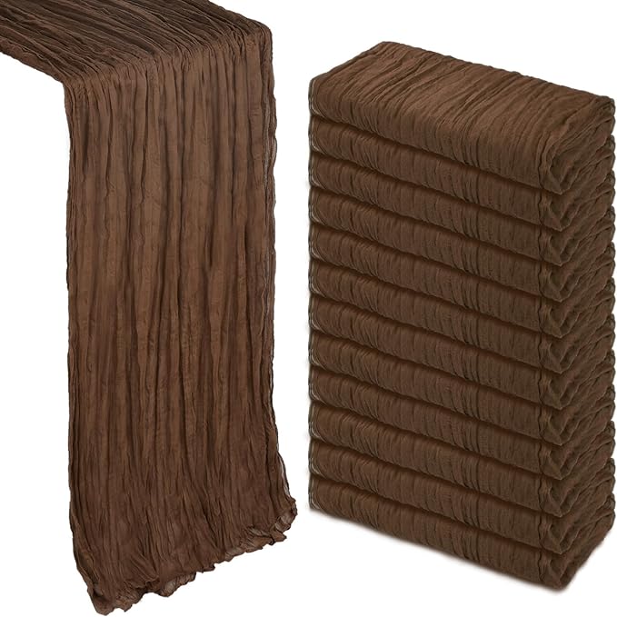 12 Pack 35 x 120 Inch Brown Table Runner Cheesecloth 10Ft | Gauze Cheese Cloth by Heneger