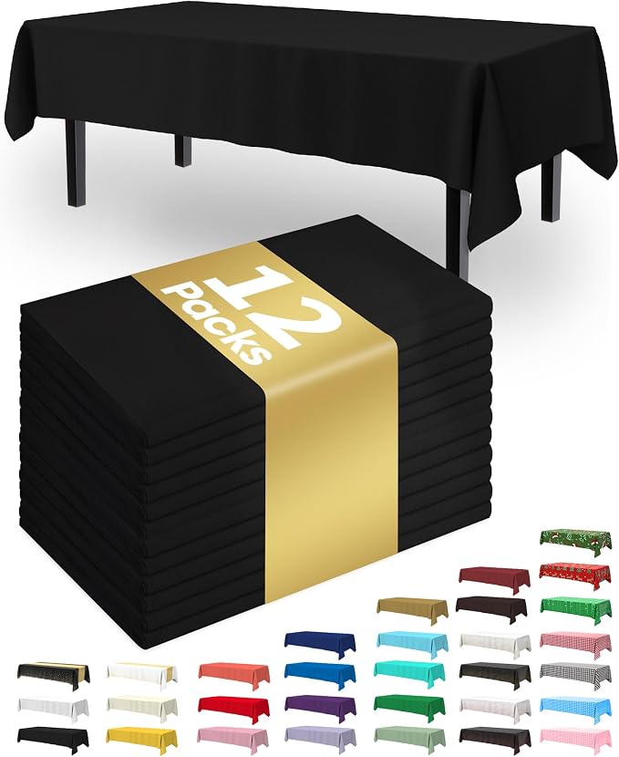Pureegg Plastic Table Cloth Disposable 12 Pack, 54 x 108 Inch Table Cloths by Pureegg