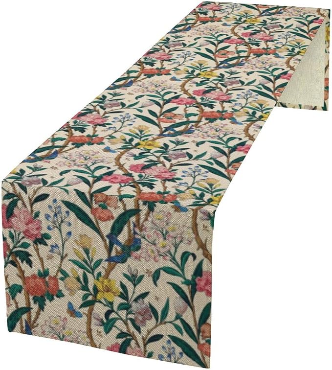 William Morris Vintage Floral Table Runner, Birds Butterflies and Bees by Yearn+Jear
