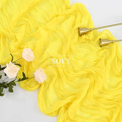 Yellow 6 Pieces Cheesecloth Table Runner 10FT Runner - Image 4
