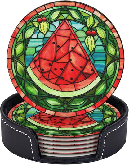 Watermelon Coasters for Drinks, Watermelon Decor Bar Drink Coasters for Coffee - Image 2