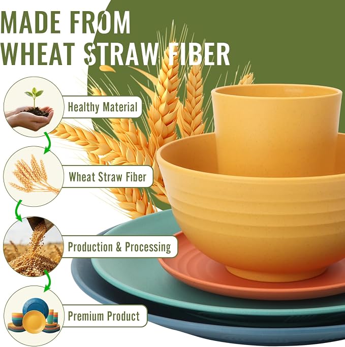 Wheat Straw Dinnerware Set 40 PCS - Image 9