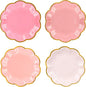 Pink Party Plates Valentines Day Gradient Pink Dessert Paper Plates 7inch Gold Foil Scalloped Edge Disposable Cake Plates for Christmas Birthday Bridal Baby Shower Party Supplies (24)