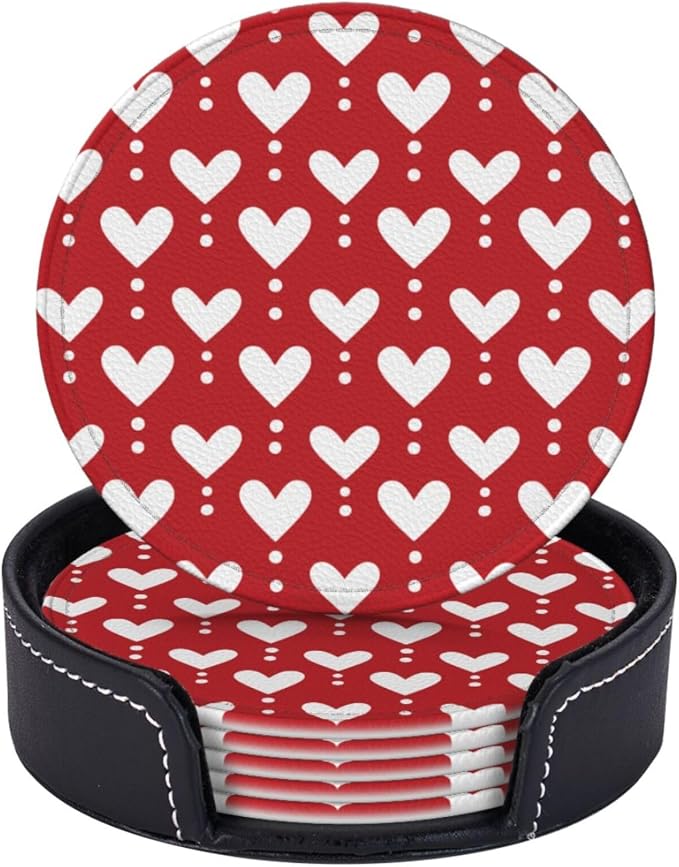 Valentines Day Red Heart Coasters by KiuLoam
