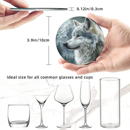 6 Pack Wolf Moutain Leather Coasters - Image 5