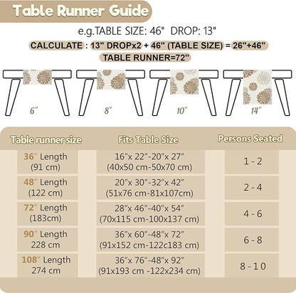 Coffee Brown Dahlia Table Runner Modern Elegant Flower Beige Table Runners - Image 6
