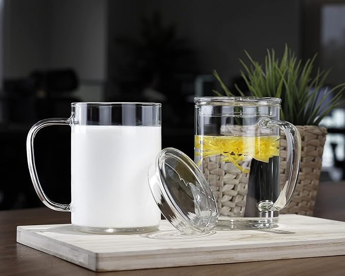 LUXU Glass Coffee Mugs, 27oz Large Glass Coffee Cups Clear Glass Tea Cups - Image 6